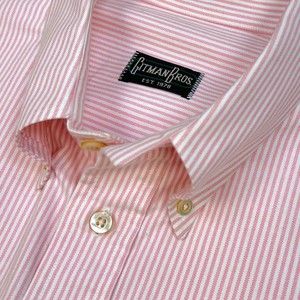 Gitman Brothers Men's Striped Oxford Button Down Shirt Pink XL